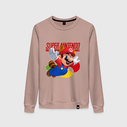 Свитшот хлопковый женский SNES - Mario, цвет: пыльно-розовый