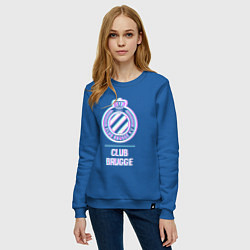 Свитшот хлопковый женский Club Brugge FC в стиле Glitch, цвет: синий — фото 2