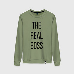 Свитшот хлопковый женский The real boss!, цвет: авокадо