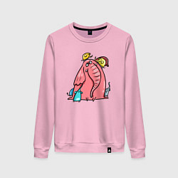 Женский свитшот Розовая слоника со слонятами