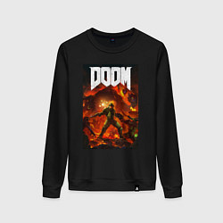 Свитшот хлопковый женский Doom slayer - hell, цвет: черный