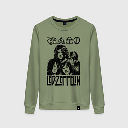 Свитшот хлопковый женский Led Zeppelin Black, цвет: авокадо
