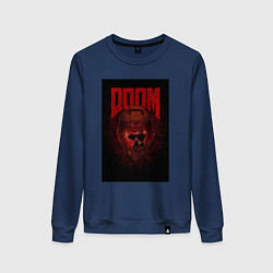 Свитшот хлопковый женский Doom - helmet skull, цвет: тёмно-синий
