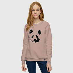 Свитшот хлопковый женский Прикольный панда - клякса, цвет: пыльно-розовый — фото 2