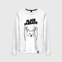 Свитшот хлопковый женский Black Sabbath - rock cat, цвет: белый