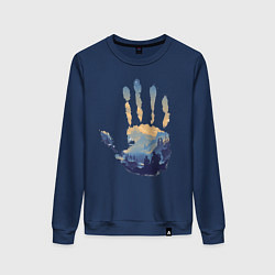 Свитшот хлопковый женский Отпечаток ладони Кратоса, цвет: тёмно-синий