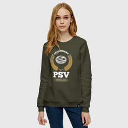Свитшот хлопковый женский Лого PSV и надпись legendary football club, цвет: хаки — фото 2