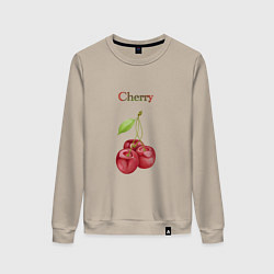 Свитшот хлопковый женский Cherry вишня, цвет: миндальный