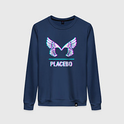 Свитшот хлопковый женский Placebo glitch rock, цвет: тёмно-синий