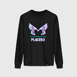 Свитшот хлопковый женский Placebo glitch rock, цвет: черный