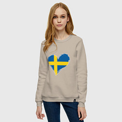 Свитшот хлопковый женский Сердце - Швеция, цвет: миндальный — фото 2
