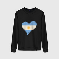 Свитшот хлопковый женский Сердце - Аргентина, цвет: черный