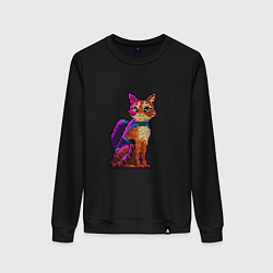 Свитшот хлопковый женский Stray pixel art, цвет: черный