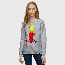 Свитшот хлопковый женский Bart Simpson - devil, цвет: меланж — фото 2