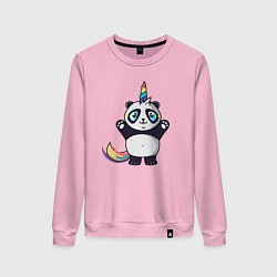 Свитшот хлопковый женский Панда-единорог подняла лапки, цвет: светло-розовый