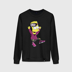 Свитшот хлопковый женский Барт Симпсон в прыжке, цвет: черный