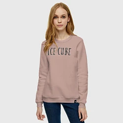 Свитшот хлопковый женский Ice Cube - logo, цвет: пыльно-розовый — фото 2