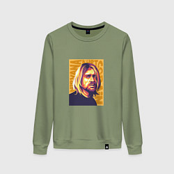 Свитшот хлопковый женский Nirvana - Cobain, цвет: авокадо