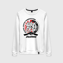 Свитшот хлопковый женский Джиу-джитсу Jiujitsu emblem, цвет: белый