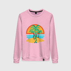 Свитшот хлопковый женский Пришелец на пляже, цвет: светло-розовый
