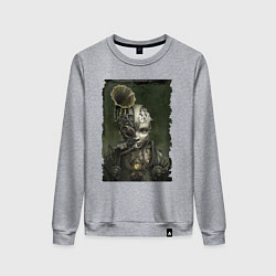 Свитшот хлопковый женский Девушка в механистическом костюме, цвет: меланж