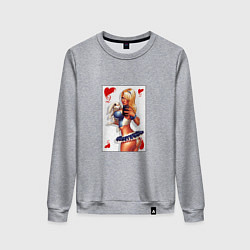 Свитшот хлопковый женский Дама с кроликом на игральной карте, цвет: меланж