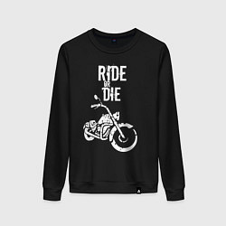 Свитшот хлопковый женский Ride or Die винтаж, цвет: черный