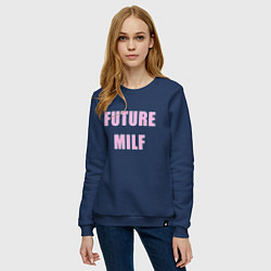 Свитшот хлопковый женский Future milf, цвет: тёмно-синий — фото 2