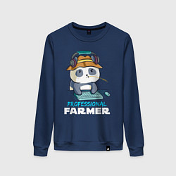 Свитшот хлопковый женский Professional Farmer - панда геймер, цвет: тёмно-синий