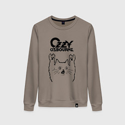Свитшот хлопковый женский Ozzy Osbourne - rock cat, цвет: утренний латте