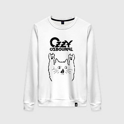Свитшот хлопковый женский Ozzy Osbourne - rock cat, цвет: белый