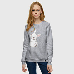 Свитшот хлопковый женский Милая зайка, цвет: меланж — фото 2