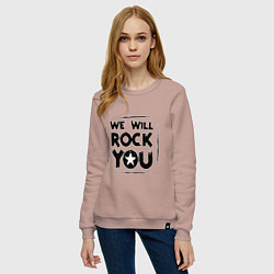 Свитшот хлопковый женский We rock you, цвет: пыльно-розовый — фото 2