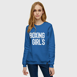 Свитшот хлопковый женский Boxing girls, цвет: синий — фото 2