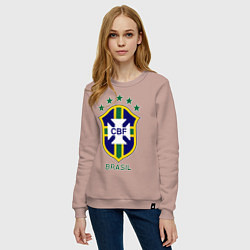 Свитшот хлопковый женский Brasil CBF, цвет: пыльно-розовый — фото 2