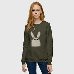 Свитшот хлопковый женский Весёлый кролик, цвет: хаки — фото 2