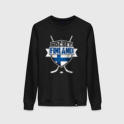 Свитшот хлопковый женский Хоккей Финляндия, цвет: черный