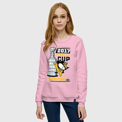 Свитшот хлопковый женский Питтсбург Пингвинз НХЛ, цвет: светло-розовый — фото 2