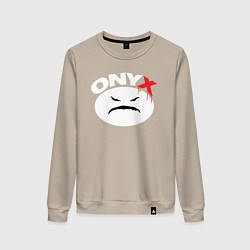 Свитшот хлопковый женский Onyx logo white, цвет: миндальный