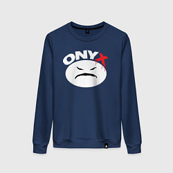 Свитшот хлопковый женский Onyx logo white, цвет: тёмно-синий