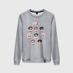 Свитшот хлопковый женский Stray Kids Chibi, цвет: меланж