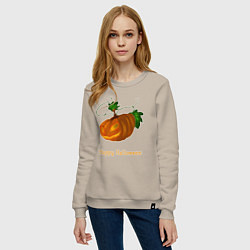 Свитшот хлопковый женский Trembling pumpkin, цвет: миндальный — фото 2