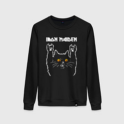 Свитшот хлопковый женский Iron Maiden rock cat, цвет: черный