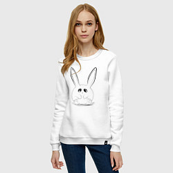 Свитшот хлопковый женский Кролик-пухляш, цвет: белый — фото 2