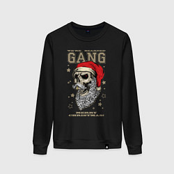 Свитшот хлопковый женский We are bearded gang - Merry Christmas!, цвет: черный