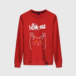 Свитшот хлопковый женский Blink 182 rock cat, цвет: красный