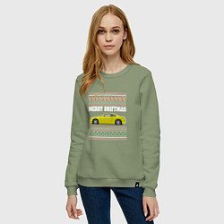 Свитшот хлопковый женский Merry Driftmas Nissan Silvia S15 Ugly Sweater, цвет: авокадо — фото 2