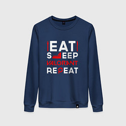 Женский свитшот Надпись eat sleep Valorant repeat