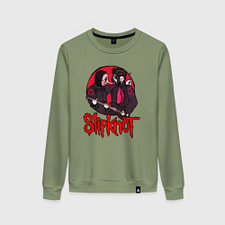 Свитшот хлопковый женский Slipknot rock, цвет: авокадо