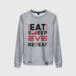 Свитшот хлопковый женский Надпись: eat sleep EVE repeat, цвет: меланж